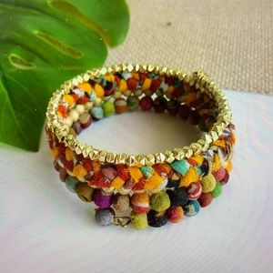 Glimmer Kantha Spiral Bracelet
